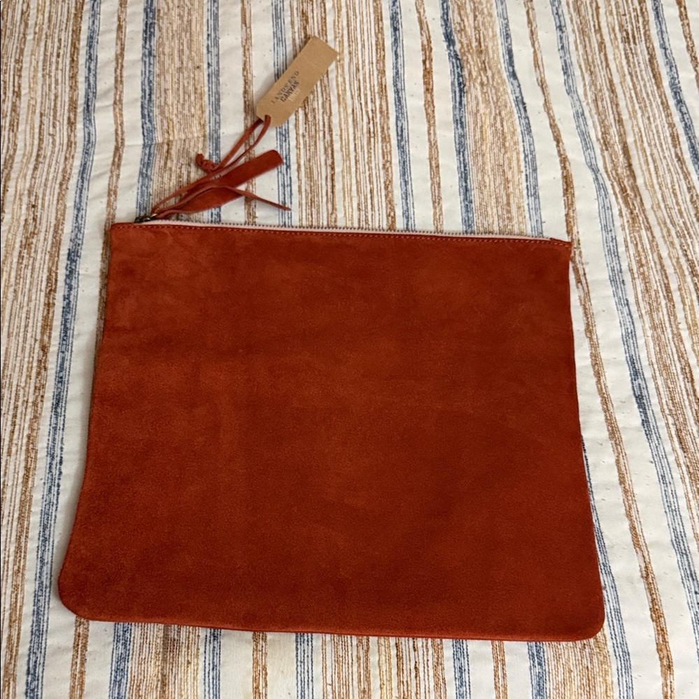 Lands' End Rust/POMEGRANATE Suede ZIP TOP Pouch Pouch NO LONGER SOLD!